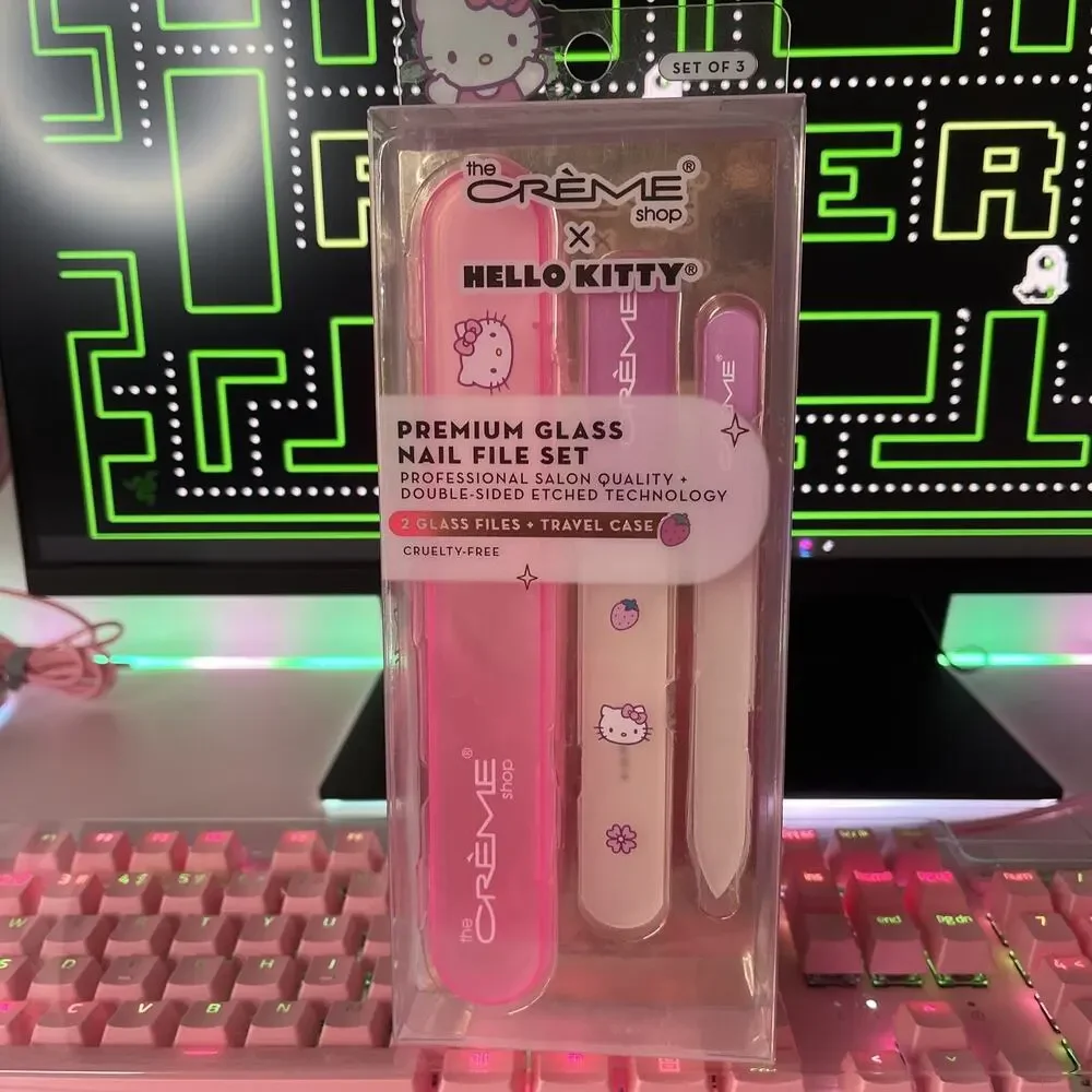 The Creme Shop Hello Kitty Glass Nail Files & Case Set 2 Pink Premium Sanrio